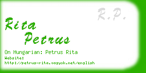 rita petrus business card